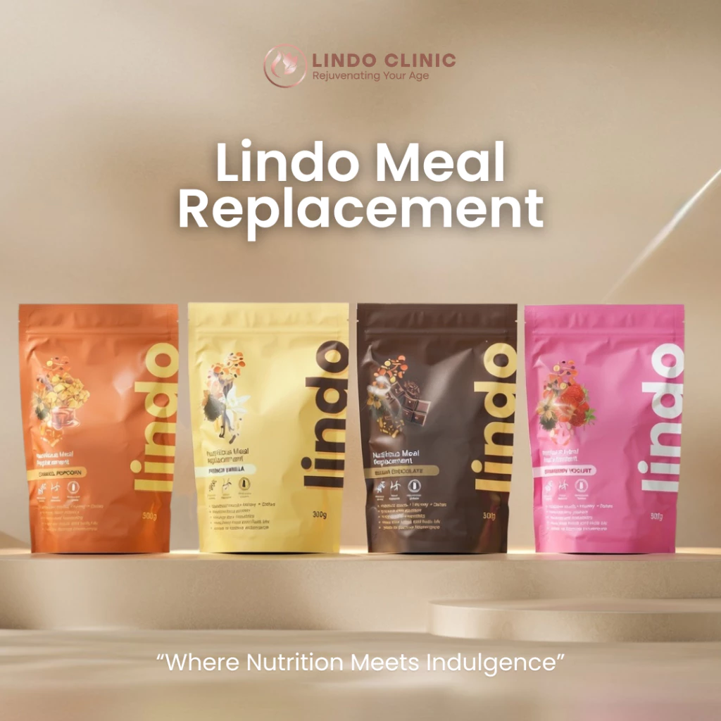 Four Lindo Meal Replacement flavours displayed together